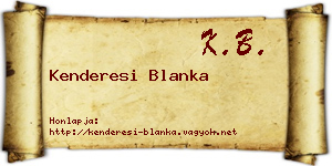 Kenderesi Blanka névjegykártya